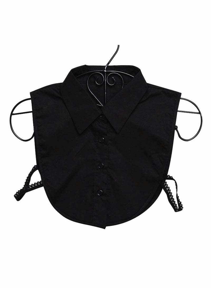 2 Pcs Elegant Fake Collar Shirts for Women Versatile Blouse for Office Casual and Party Wear Black White - Image 3