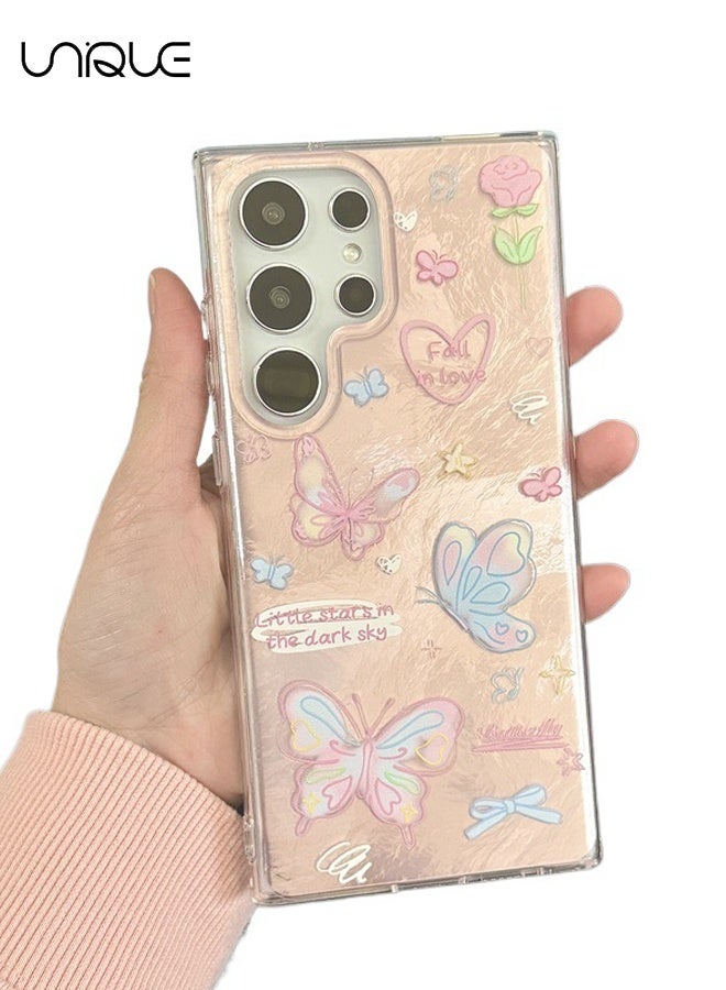 Unique Compatible for Samsung Galaxy S25 Ultra Case - Colorful Butterfly Phone Case - Butterfly Graffiti Phone Case - IMD Material Phone Case - Slim Shockproof Phone Case - Image 1