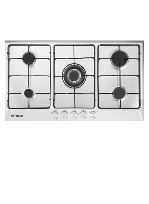 Fresh Built-in Hob, Full Safety, Stainless Steel, 5 Gas Burners, 60 x 90 cm, Silver