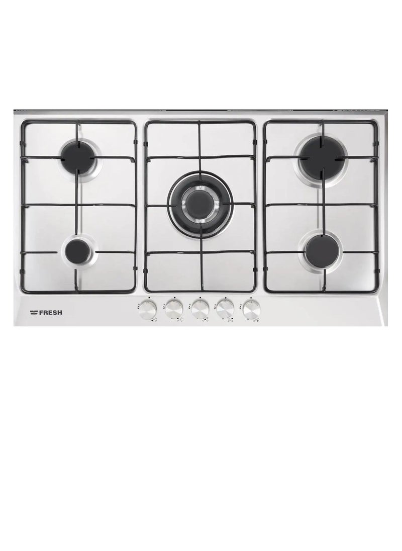 Fresh Fresh Built-in Hob, Full Safety, Stainless Steel, 5 Gas Burners, 60 x 90 cm, Silver  - Image 1