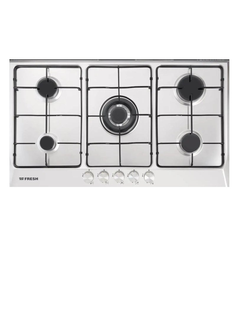 Fresh Fresh Built-in Hob, Full Safety, Stainless Steel, 5 Gas Burners, 60 x 90 cm, Silver  - Image 2