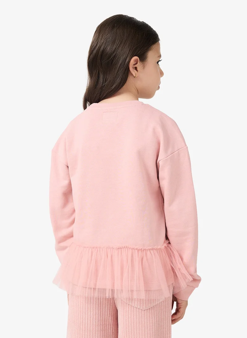 جس سويت شيرت أطفال بياقة مستديرة بطبعة جرافيك