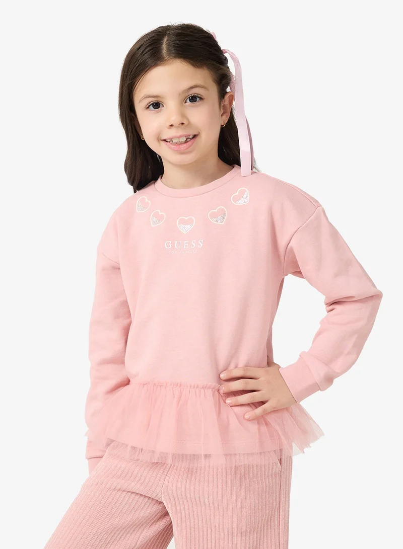 جس سويت شيرت أطفال بياقة مستديرة بطبعة جرافيك