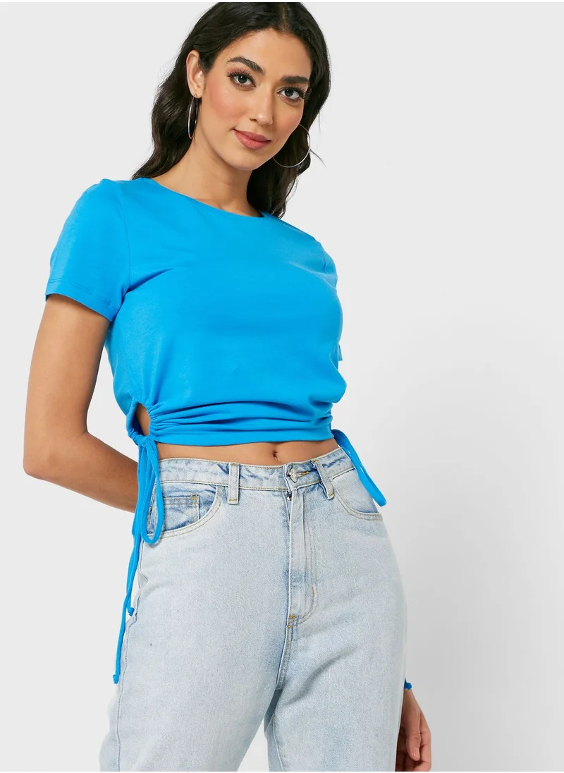 NOISY MAY Tie Detail Crew Neck Top