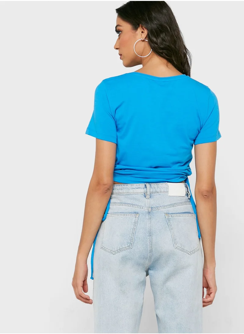 NOISY MAY Tie Detail Crew Neck Top