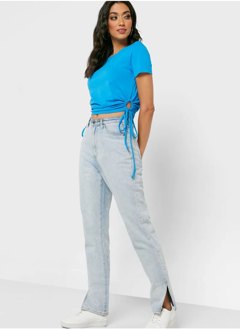 NOISY MAY Tie Detail Crew Neck Top