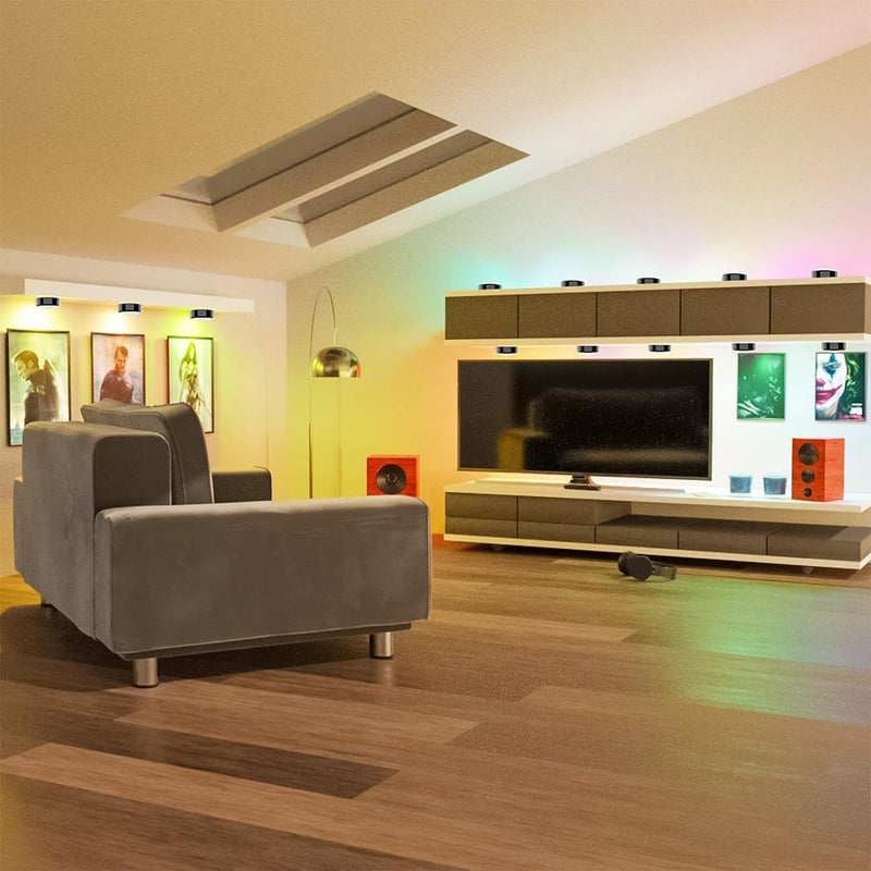 HELPLEX Puck Lights, 16 Colors Changeable Under Cabinet Lights Battery Powered Dimmable LED Puck lightings Under Counter Lights, with 2 Remote Controls, Timing Function, 18 AA Batteries - Image 4