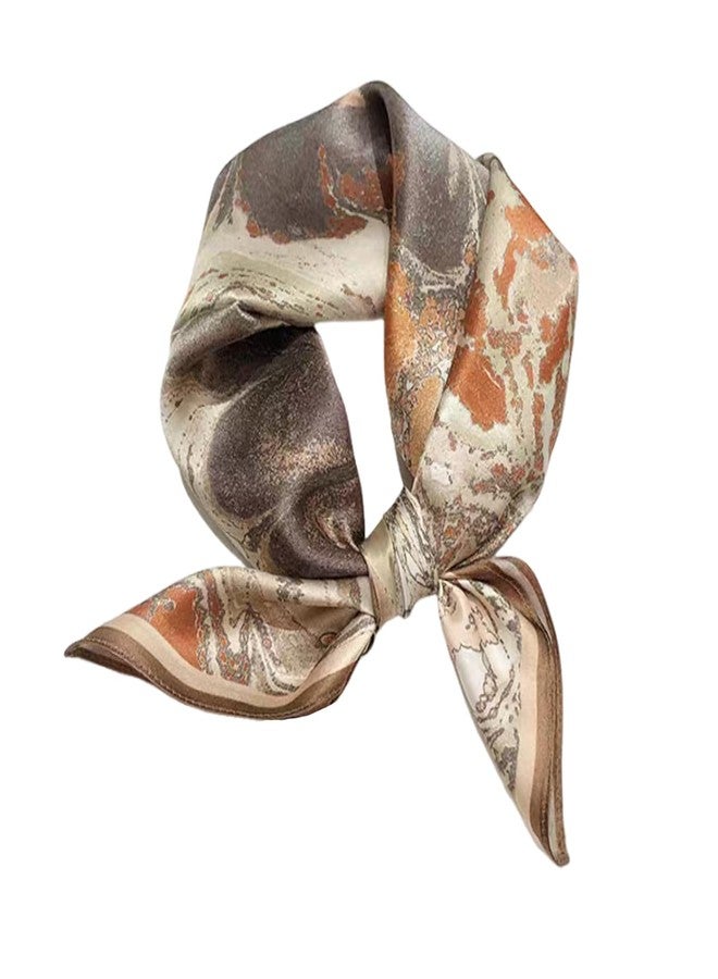Aufeel 100% Real Mulberry Silk Women Small Square Neck Scarfs 21" Lightweight Headscarf Printed Neckerchief Gift Packed(Creamy Brown) - Image 1
