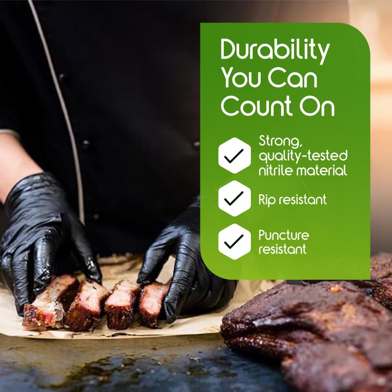 Inspire Black Nitrile Gloves HEAVY DUTY 6 Mil Nitrile Chemical Resistant Medical Cooking Cleaning Disposable Black Gloves (Black Nitrile Box Of 100, Large) - Image 3