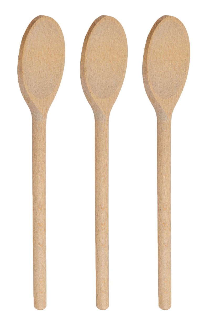 14 Inch Long Wooden Spoons for Cooking  Oval Wood Mixing Spoons for Baking Cooking Stirring  Sauce Spoons Made of Natural Beechwood  Set of 3