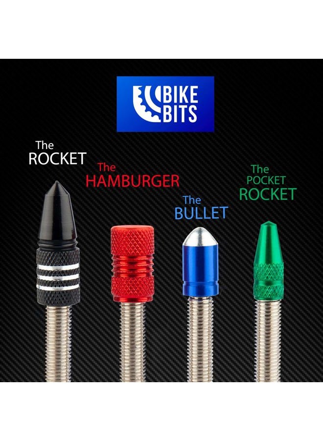 Bike Bits Presta Valve Caps - Use On Presta/French Valves (4 Pack) (Gold, Rocket) - Image 2