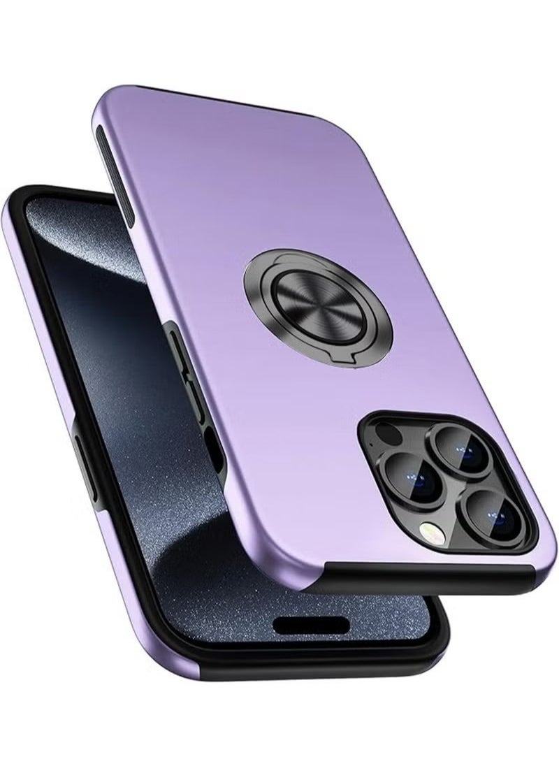 X-level iPhone 15 Pro Case Cover With Finger Ring Military Grade Metal Stand Kickstand [Support Magnetic Car Holder] Phone Comfortable Hold Feeling Anti-scratch Shockproof Back Cover For iPhone 15 Pro  - Image 1