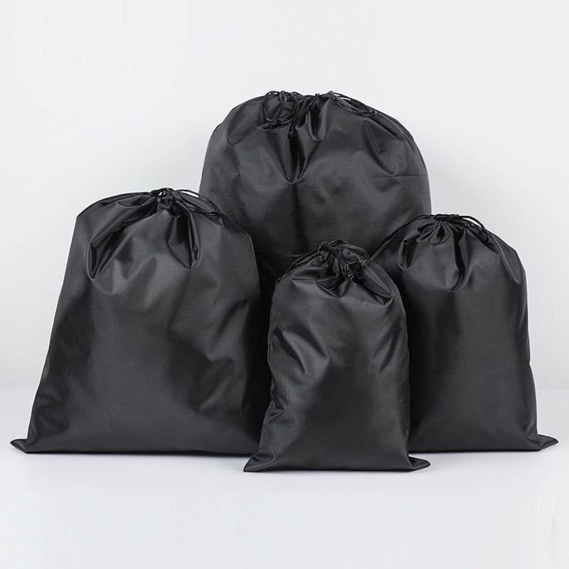 Portable Nylon Waterproof Travel Storage Bag Drawstring Pouch Socks Clothing Organizer Travel Packing Bag Black 