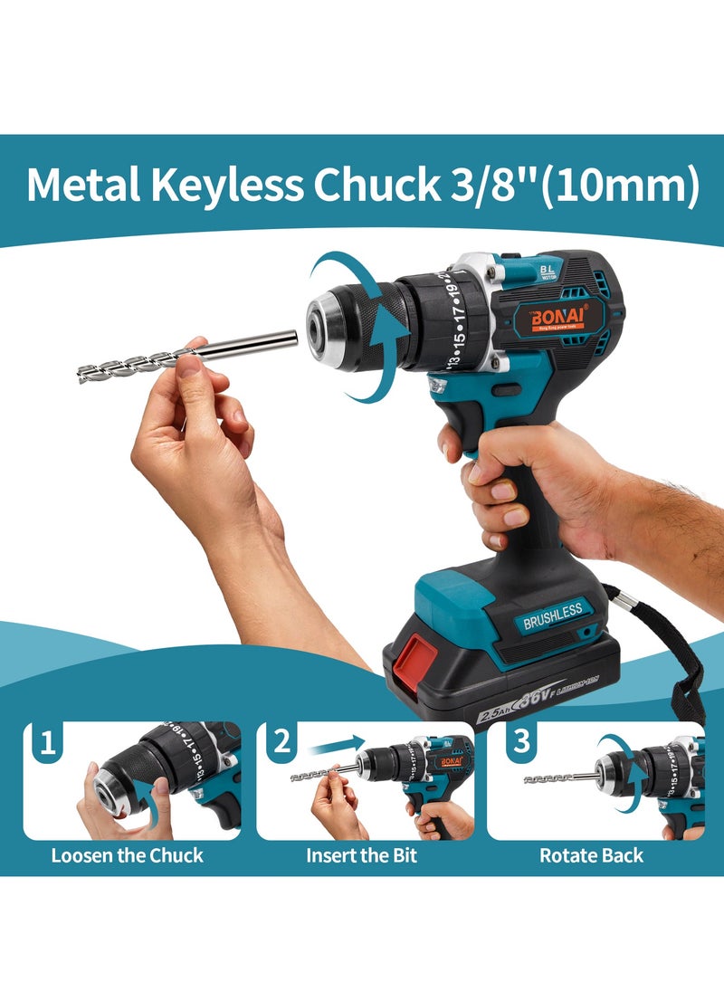 BONAI - BONAI 36V Cordless Drill Set with 6 Bits, Flexible Extender, Car Polisher Attachment, Cutter, and More - Unleash Precision and Power in Every Project! - Image 1