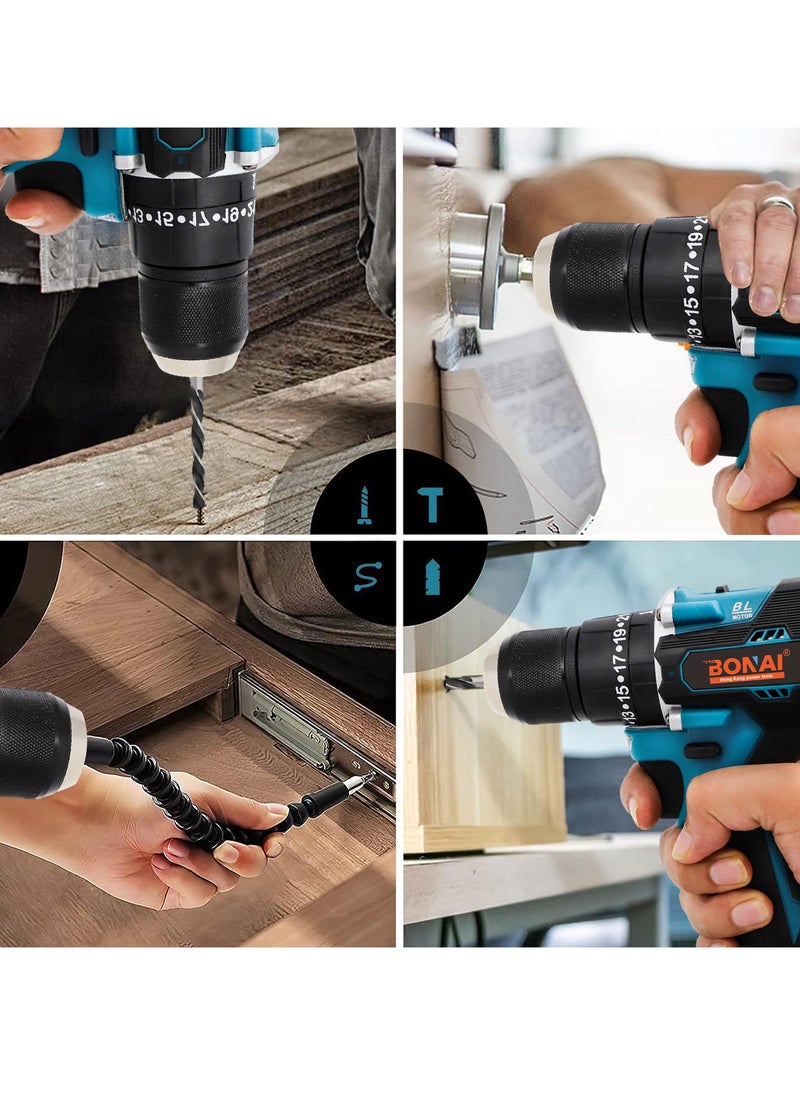 BONAI - BONAI 36V Cordless Drill Set with 6 Bits, Flexible Extender, Car Polisher Attachment, Cutter, and More - Unleash Precision and Power in Every Project! - Image 1