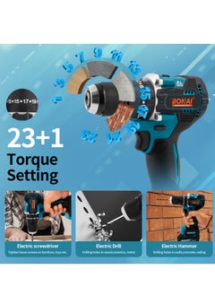 BONAI BONAI 36V Cordless Drill Set with 6 Bits, Flexible Extender, Car Polisher Attachment, Cutter, and More - Unleash Precision and Power in Every Project!  - Image 4