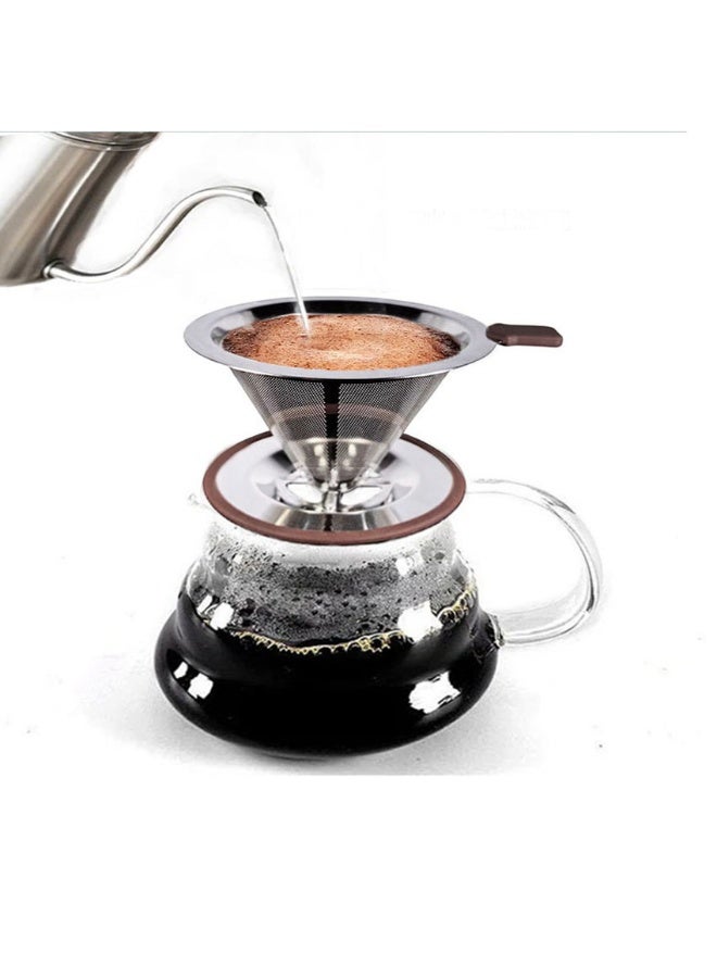 هومستر مرشح القهوة الدائم من الفولاذ المقاوم للصدأ، كأس ترشيح قابل لإعادة الاستخدام بدون ورق، مناسب للتحضير اليدوي، سهل التنظيف وصديق للبيئة - Image 3