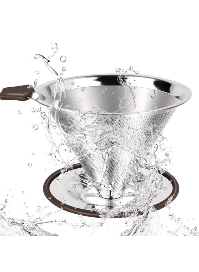 هومستر مرشح القهوة الدائم من الفولاذ المقاوم للصدأ، كأس ترشيح قابل لإعادة الاستخدام بدون ورق، مناسب للتحضير اليدوي، سهل التنظيف وصديق للبيئة - Image 2