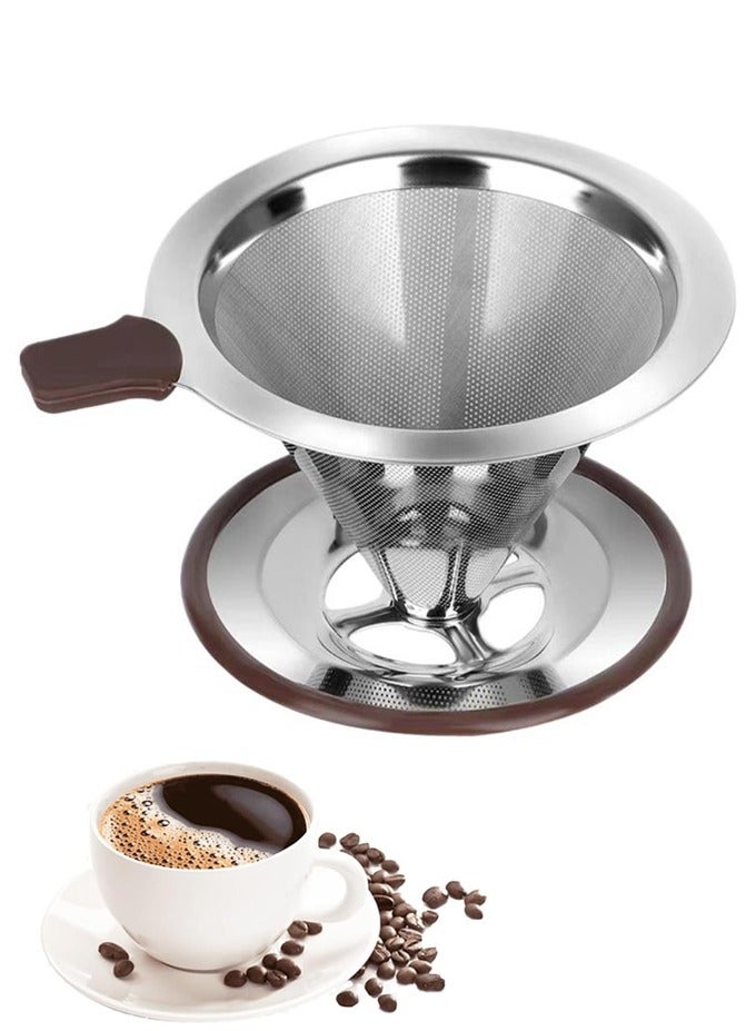 هومستر مرشح القهوة الدائم من الفولاذ المقاوم للصدأ، كأس ترشيح قابل لإعادة الاستخدام بدون ورق، مناسب للتحضير اليدوي، سهل التنظيف وصديق للبيئة - Image 1