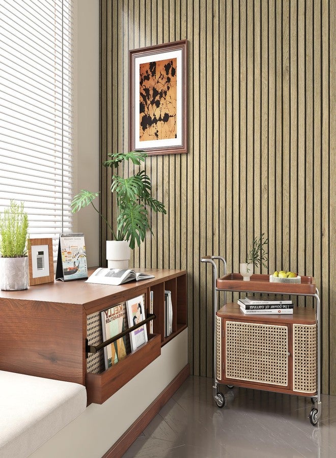 ReWallpaper ورق جدران خشبي من ReWallpaper قابل للتقشير واللصق، ورق جدران ثلاثي الأبعاد من خشب البلوط، مقاوم للماء، أغطية أبواب خزائن، لوحات جدارية مزخرفة لغرفة المعيشة وغرفة النوم، 17.7 بوصة × 6.5 قدم - Image 2