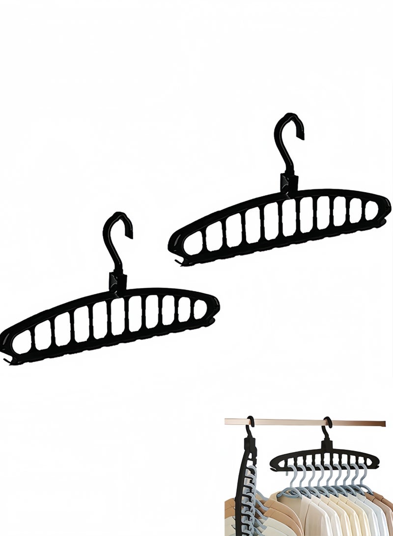 Clothes Hanger Organizer, 11-Hole Foldable Space Saving Hanger, Non-Slip Plastic Hangers 2 Pack for Closet Storage - Image 1