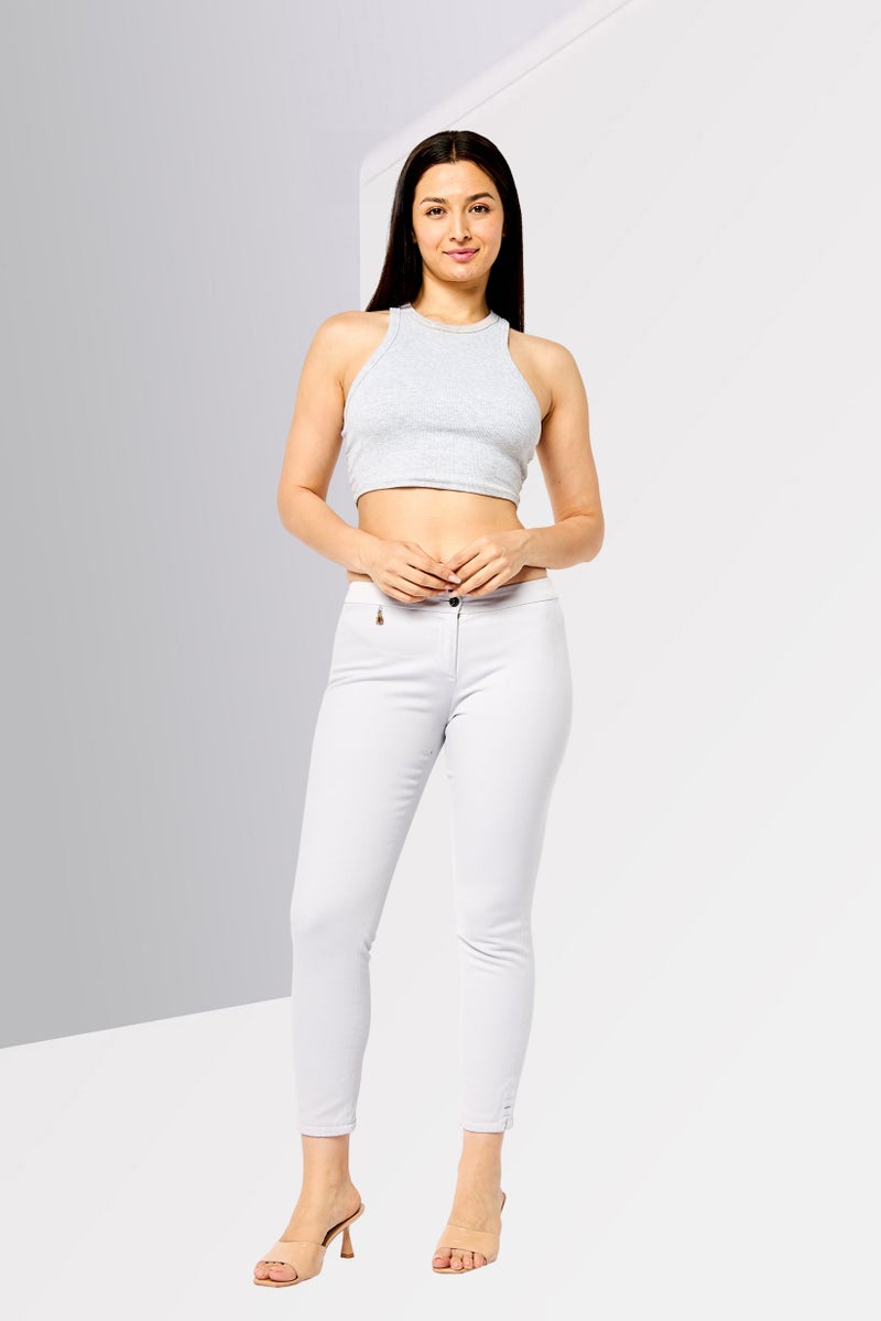 Harmont & Blaine Women Regular Fit Plain Straight Leg Pants, Lavender - Image 2