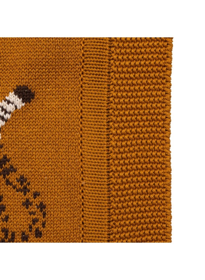 Creative Co-Op Soft Cotton Knit Baby Blanket with Decorative Cheetahs, Mustard Color - Image 4
