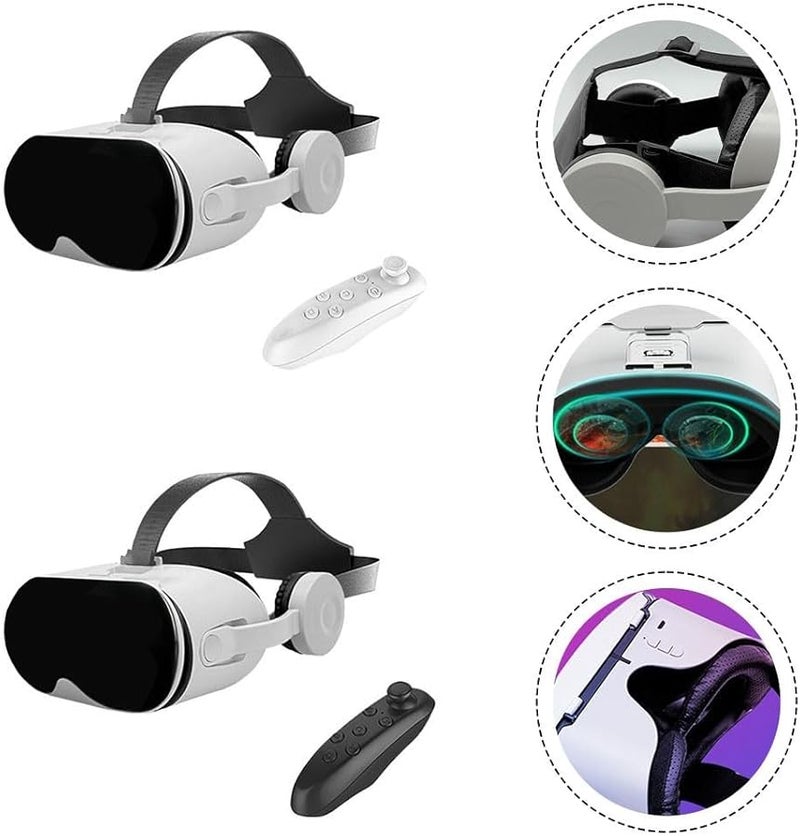 White VR Headset with Remote Control for Android iOS Phone Virtual Reality 3D Movies Games - Image 4