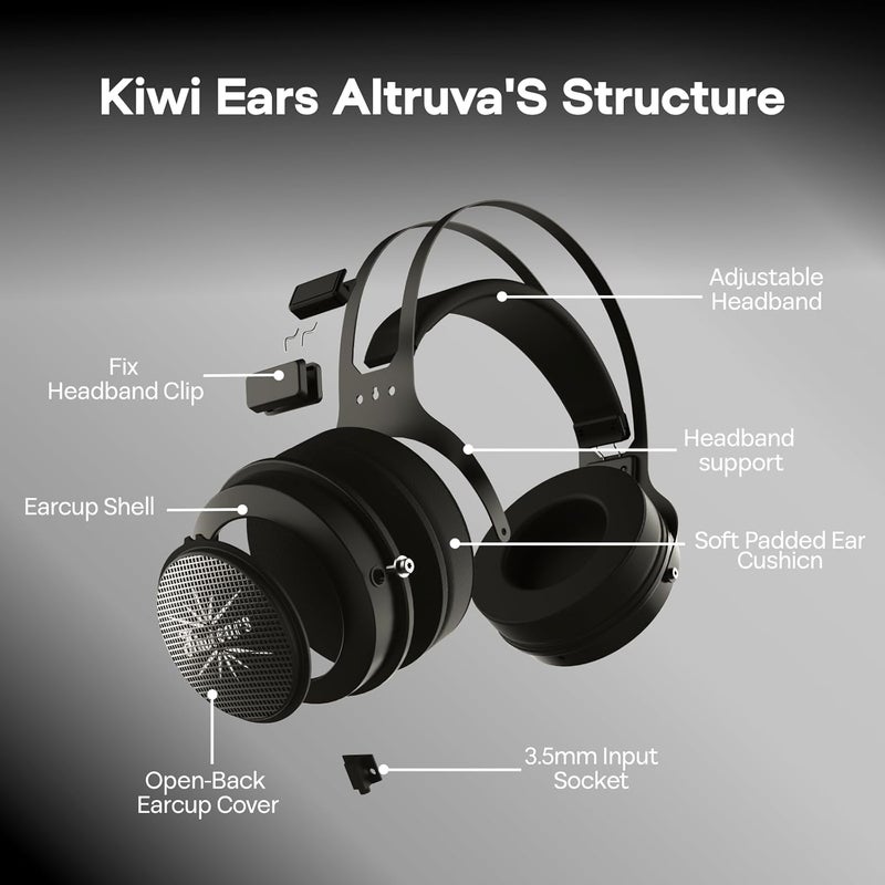 Linsoul Kiwi Ears Altruva سماعة رأس فوق الأذن، سماعات مراقبة عالية الدقة بمحرك ديناميكي 50 مم، سماعة ألعاب سلكية، سماعات ستيريو مفتوحة الظهر لمهندس الاستوديو وعشاق الصوت والألعاب (خشب أسود) - Image 5
