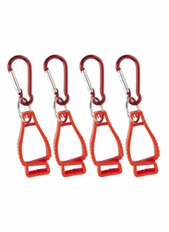 Glove Clip with Carabiners, 4 Pcs Red Work Safety Clip Glove Keeper, for Belt Loop Guard Labor Worker Attach Gloves, Glasses, Helmets, Towels