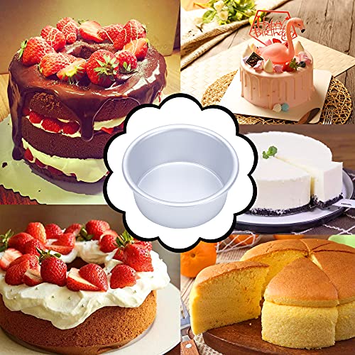 AWTBDP 4 Inch Cake Pan Set of 8, Anodized Aluminum Round Cake Pans with 100 Pcs Parchment Paper Tins Baking Pan for Cheese Cake, Pizza, Quiche, Non Toxic, Leakproof, Easy Pop Out - Image 4