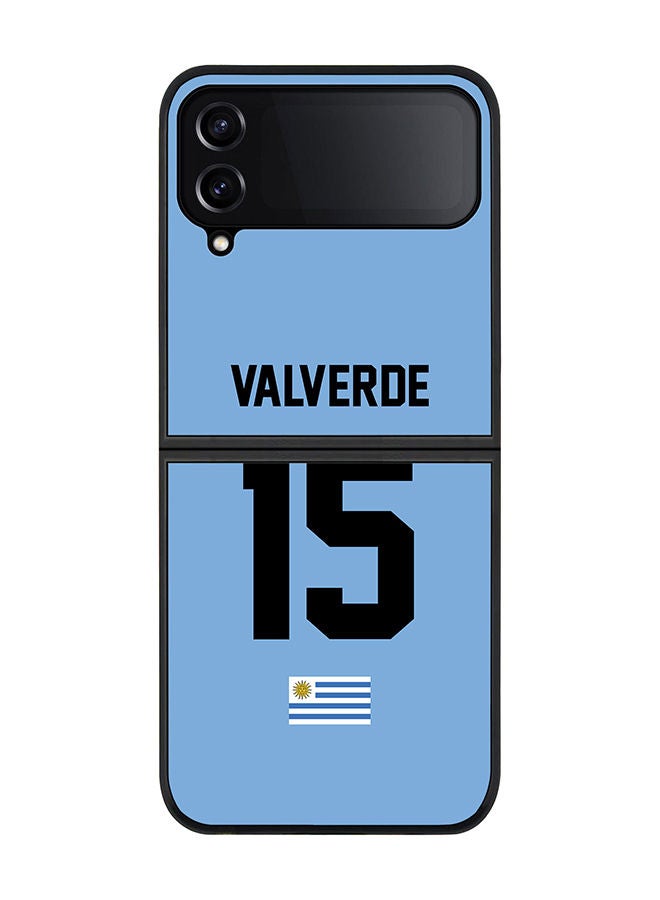 Stylizedd Rugged Black edge case for Samsung Galaxy Z Flip4 Slim fit Soft Case Flexible Rubber Edges Anti Drop TPU Gel Thin Cover - Football Team - Uruguay Player Name - Valverde - Image 1