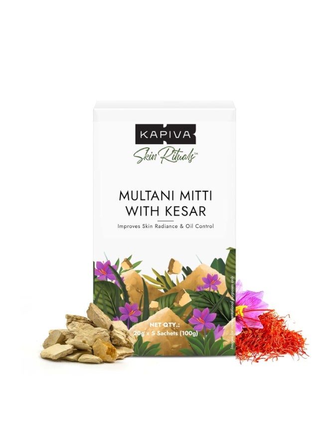 Kapiva Multani Mitti with Kesar for Face | Natural Fuller’s Earth | Face Pack for Glowing Skin| Enhanced with Saffron - Image 1