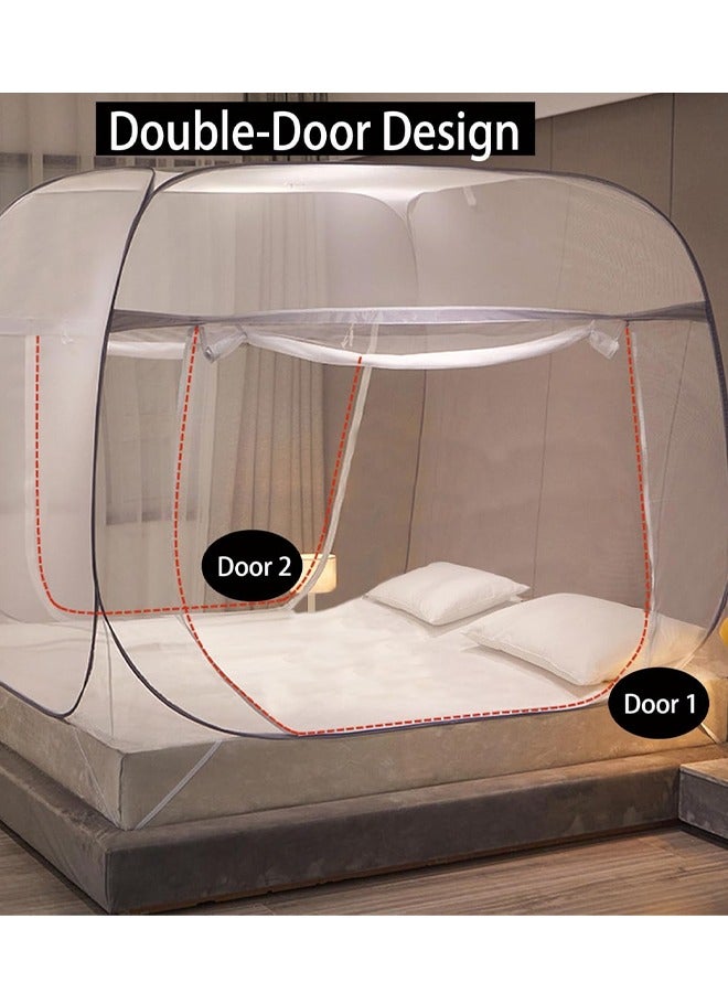 Pop-Up Mosquito Net Tent Wide Roof,Portable Folding Design with Bottom for Bedroom Yard Outdoor Camping Fishing Hiking Trip,Folding Bed Tent with Double Entry, Baby Toddler Bed Protection,Easy to Install ﻿  - Image 5