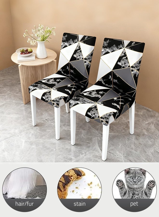 Sharpdo Black Geometric One-Piece Stretch Chair Cover - Soft Wrinkle Resistant Fabric, Dust & Stain Protection - Image 3