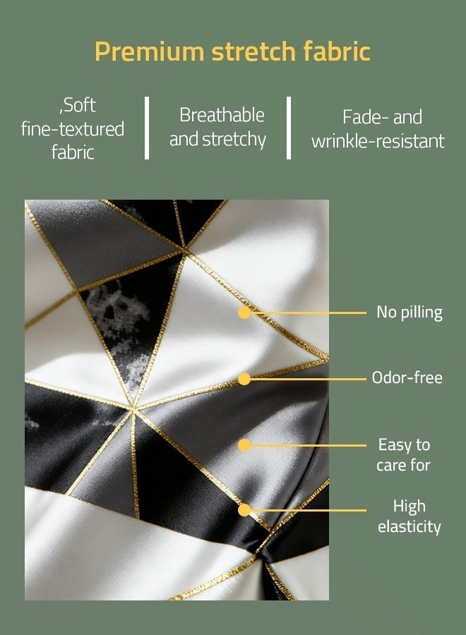 Sharpdo Black Geometric One-Piece Stretch Chair Cover - Soft Wrinkle Resistant Fabric, Dust & Stain Protection - Image 5