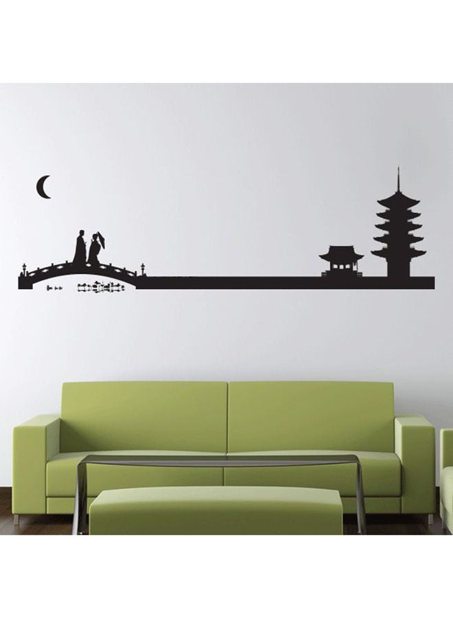 NIBEMINENT Japanese Landscape Wall Decal Black 130x40cm