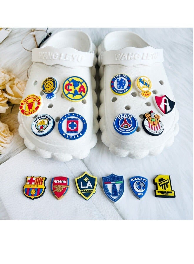 Hole Shoe Decorations, Sandals Buckle Football Team Logo Boys Girls Men Women Pvc Soft Glue Diy Detachable Decorations, Random Different Styles 10 Pieces - Image 2