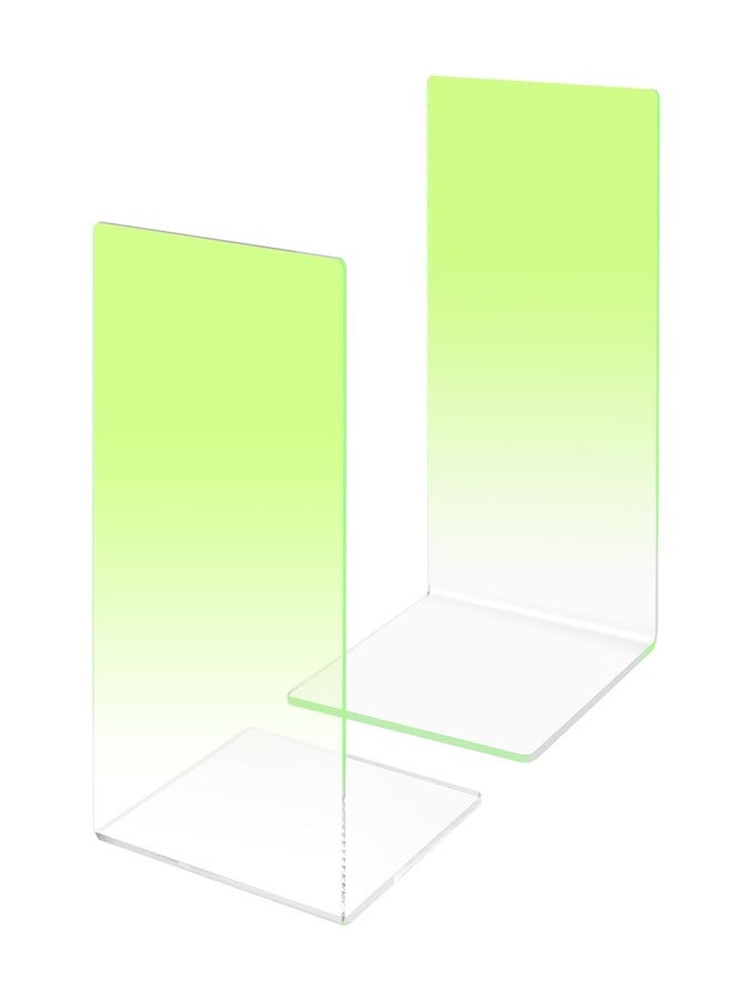 Honagu Book Ends, Acrylic Bookends, Clear Book Ends for Shelves, Desk Book Organizer, Book Holder Stand Decorative for Heavy Books, CDs, Video Games (1 Pair/2 Pieces, Gradient Yellow) - Image 1