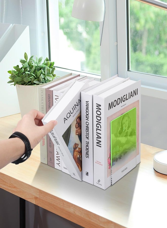Honagu Book Ends, Acrylic Bookends, Clear Book Ends for Shelves, Desk Book Organizer, Book Holder Stand Decorative for Heavy Books, CDs, Video Games (1 Pair/2 Pieces, Gradient Yellow) - Image 3
