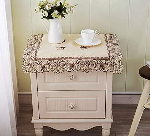 AMZALI Square Tablecloth  Stain Resistant Spillproof Flower Embroidered Lace Tablecloths Washable Table Cloth for Dining Room Kitchen Home Decor Square 22 X 22 inch - Image 3