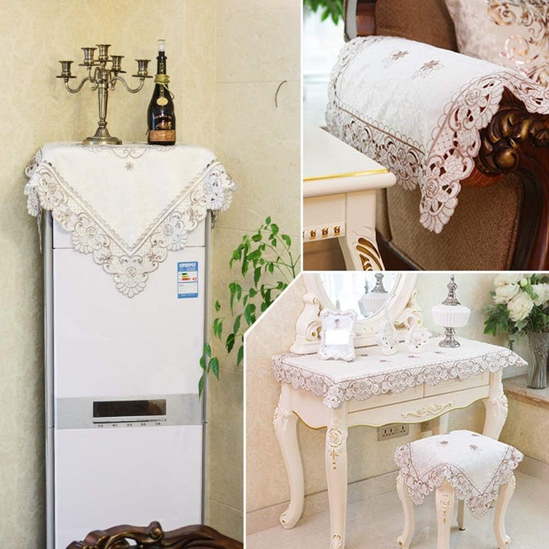 AMZALI Square Tablecloth  Stain Resistant Spillproof Flower Embroidered Lace Tablecloths Washable Table Cloth for Dining Room Kitchen Home Decor Square 22 X 22 inch - Image 4