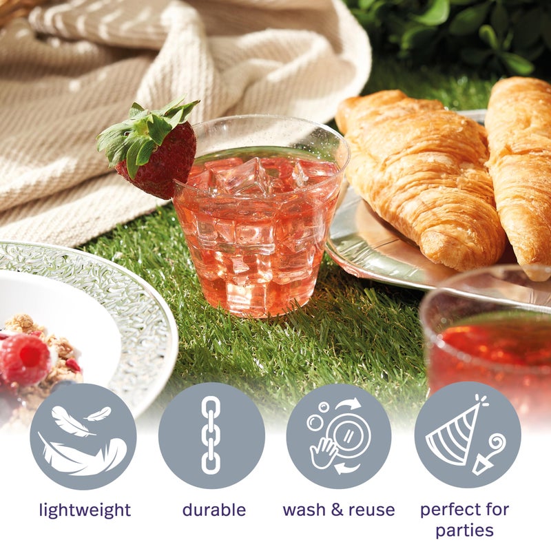 MATANA 120 Silver Plastic Cups  9oz Glitter Silver Cups  Clear Disposable Cocktail & Punch Cups for Parties and Weddings - Image 5