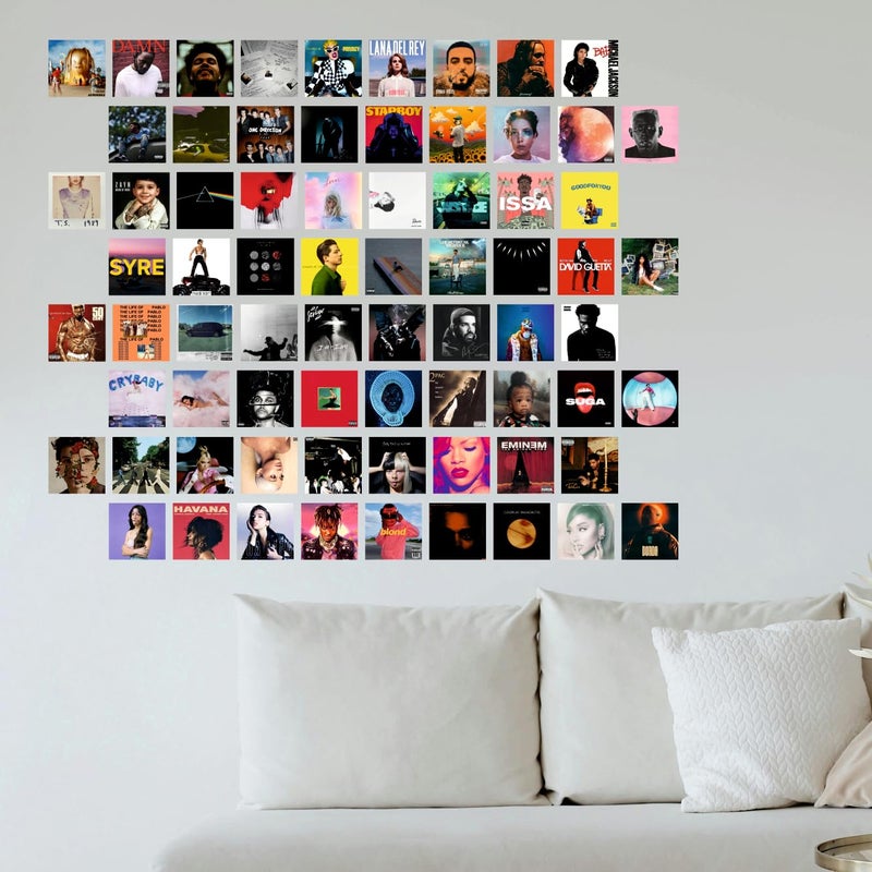 SAW ملصقات ألبوم الموسيقى - حزمة من 70 | 4 × 4 بوصات | فن جمالي | ملصقات ديكور الجدران لغرفة المعيشة، غرفة النوم، المنزل والمكتب - Image 3