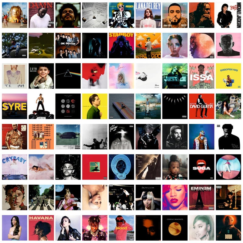 SAW ملصقات ألبوم الموسيقى - حزمة من 70 | 4 × 4 بوصات | فن جمالي | ملصقات ديكور الجدران لغرفة المعيشة، غرفة النوم، المنزل والمكتب - Image 1