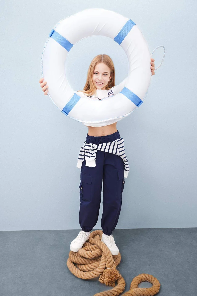 DeFacto Girl Parachute Jogger Leg Cotton Cargo Pants
