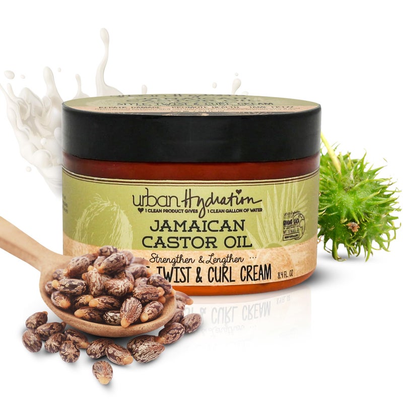 Urban Hydration Jamaican Castor Oil Curl Styling Cream | Sulfate, Paraben and Dye Free, Moisturizes, Thickens, Prevents Breakage and Lengthens For Strong Hair, All Hair Types, 8.4 Ounces - Image 1