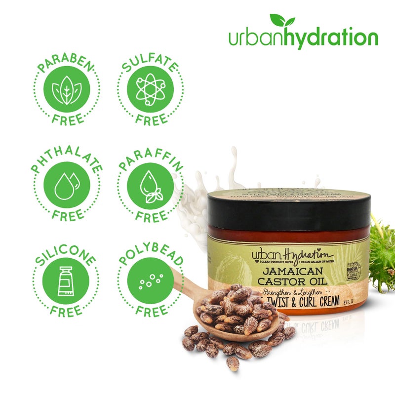 Urban Hydration Jamaican Castor Oil Curl Styling Cream | Sulfate, Paraben and Dye Free, Moisturizes, Thickens, Prevents Breakage and Lengthens For Strong Hair, All Hair Types, 8.4 Ounces - Image 2