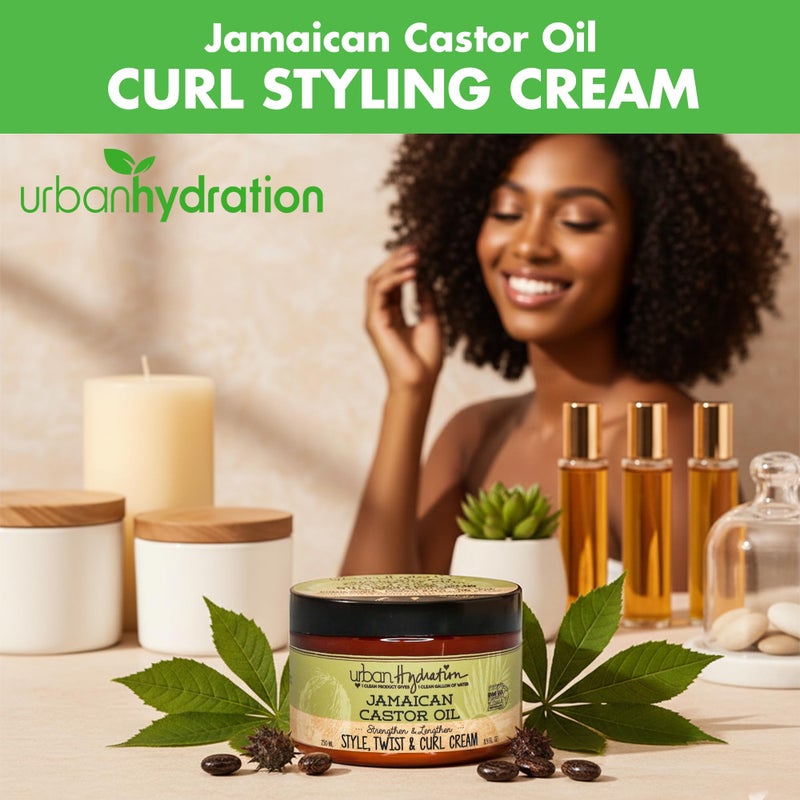 Urban Hydration Jamaican Castor Oil Curl Styling Cream | Sulfate, Paraben and Dye Free, Moisturizes, Thickens, Prevents Breakage and Lengthens For Strong Hair, All Hair Types, 8.4 Ounces - Image 4