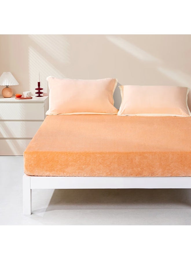 Fuanna Bedding Fitted Sheet, Milk Velvet Single Piece, Winter Thickened Bedding, Flannel Anti-static Bed Cover, 150*200cm - Image 1